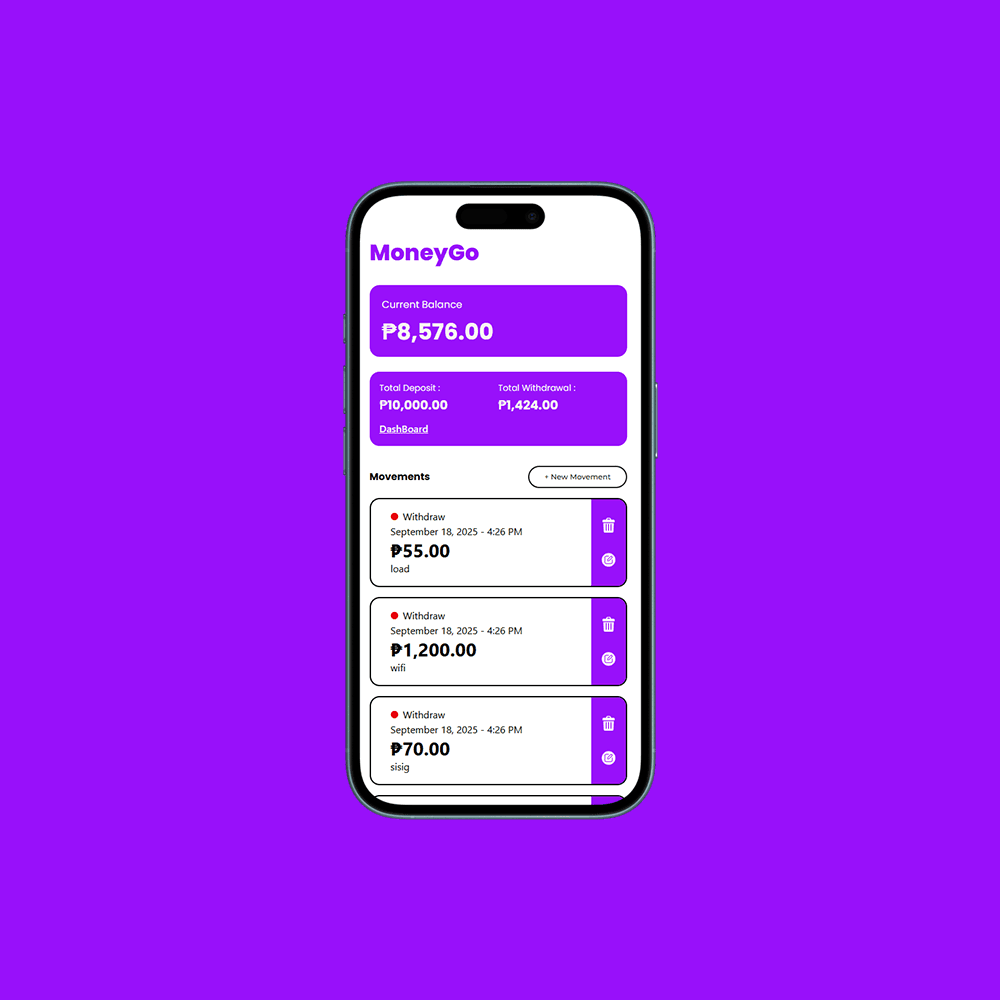 MoneyGo Expense Tracker App